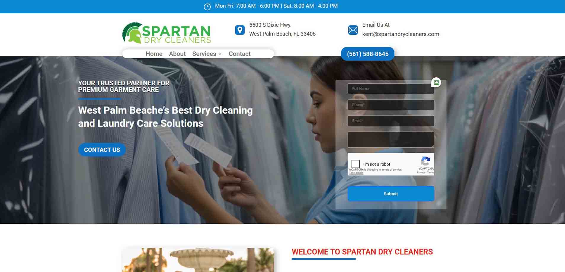 Spartan Dry Cleaners website design by Cat60 Designs