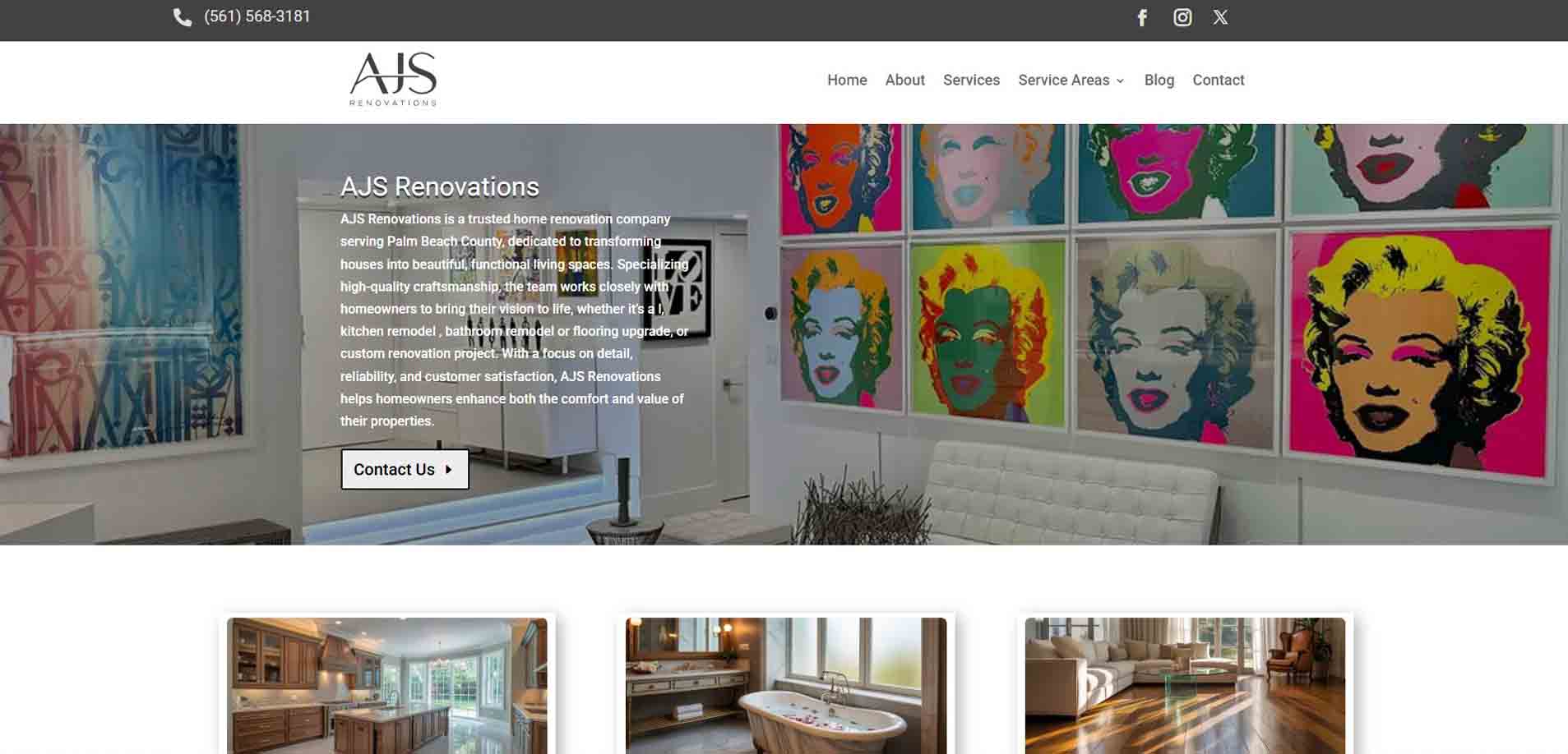 AJS Renovations website designed by Cat60 Designs